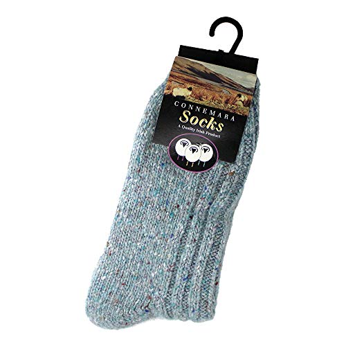 Connemara Socken aus irischer Wollmischung, Wollsocken für Damen und Herren, hergestellt in Irland - Blau - Medium von Connemara