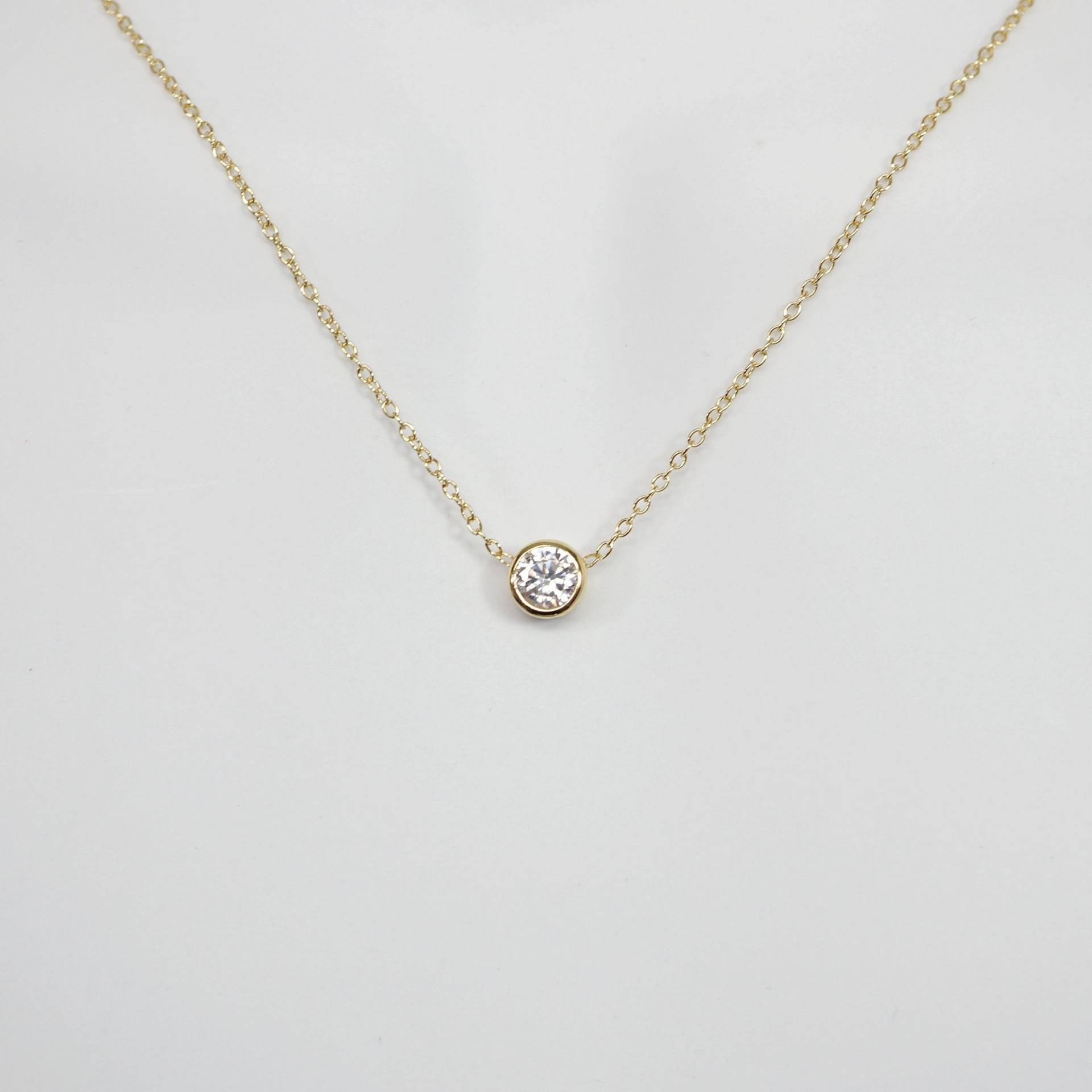 6 Mm Sterling Silber Solitär Cz Halskette 6 Mm Sterling Silber Solitär Cz Halskette von ConnieMoonJewelry