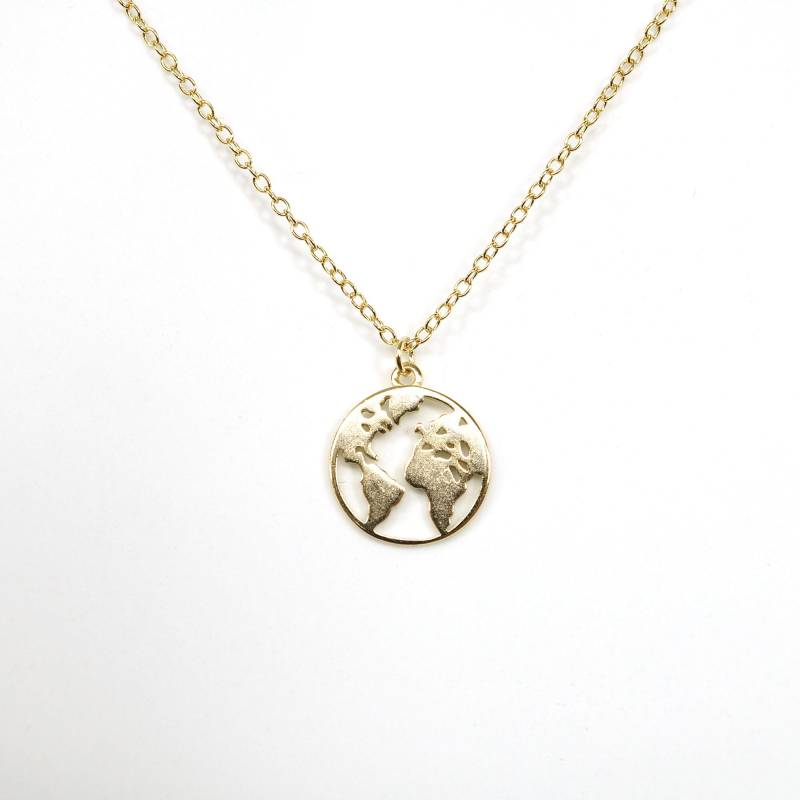 Gold Über Silber Erdkugel Halskette Gold Über Silber Erdkugel Halskette von ConnieMoonJewelry