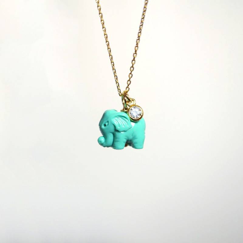 Mini Emaille Elefant Mit Solitaire Cz Halskette Mini Emaille Elefant Mit Solitaire Cz Halskette von ConnieMoonJewelry