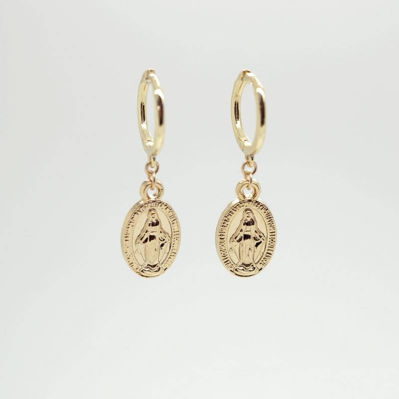 Mini Wundertätige Medaille Mary Baumeln-Ohrring Mini Wundertätige Medaille Mary Baumeln-Ohrring von ConnieMoonJewelry