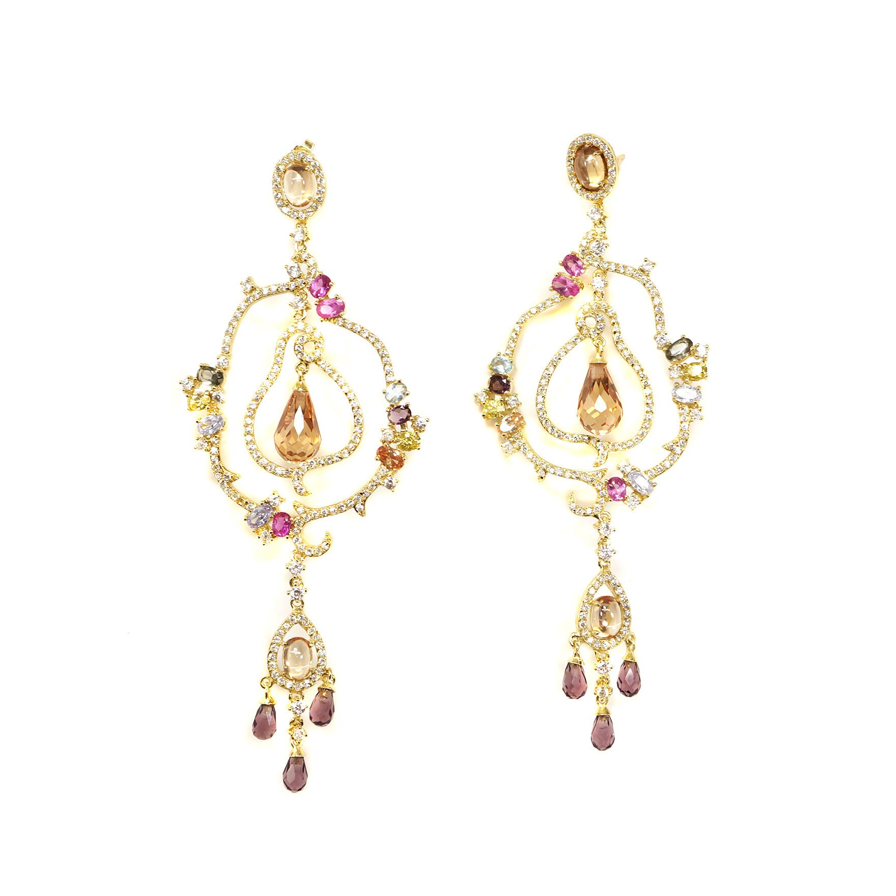 Multi Color Gold Over Sterling Silber Cz Chandelier Dressy Ohrring Multi Color Gold Over Sterling Silber Cz Chandelier Dressy Ohrring von ConnieMoonJewelry