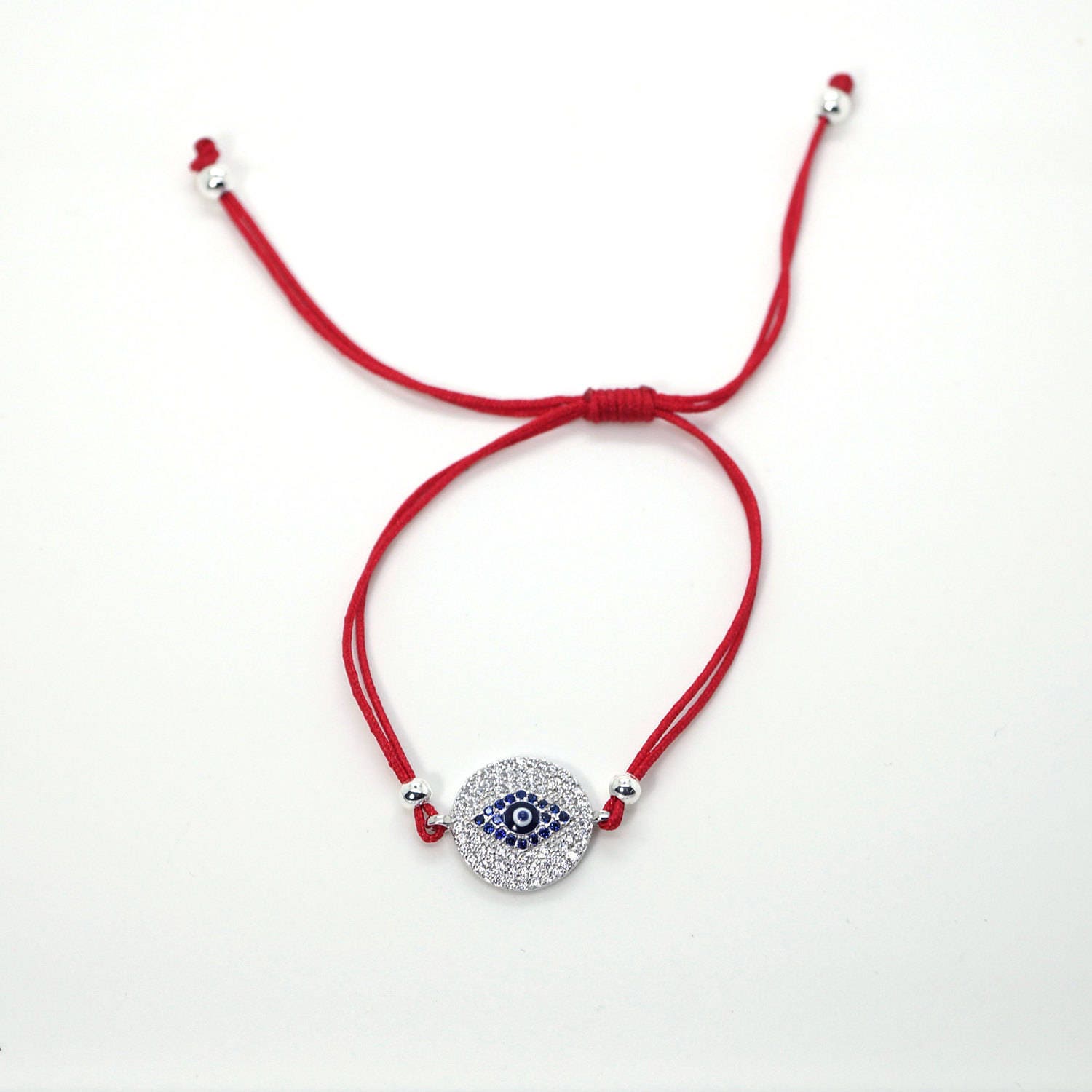 sterling Silber Cz Disc Evil Eye Verstellbare Armband sterling Silber Cz Disc Evil Eye Verstellbare Armband von ConnieMoonJewelry