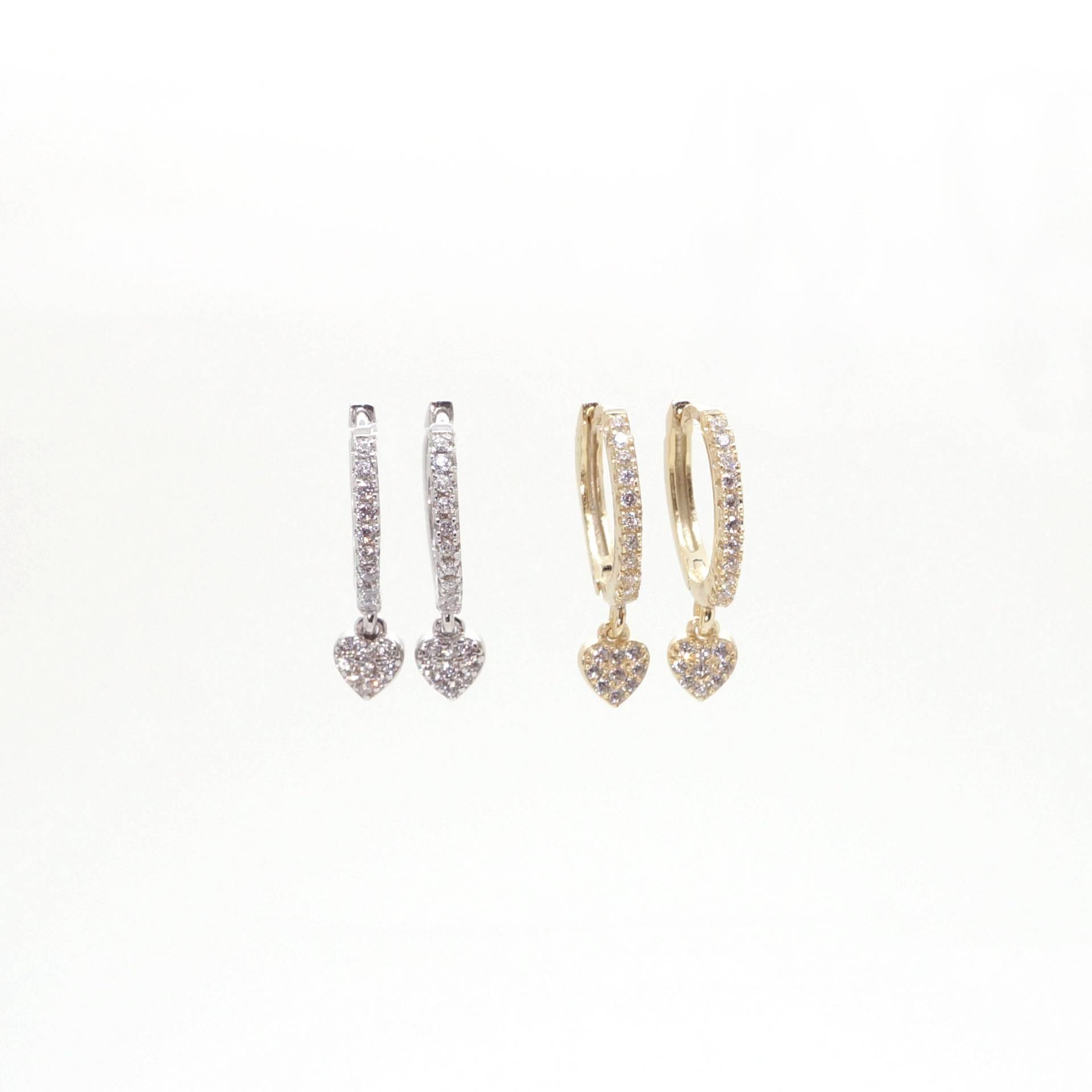 sterling Silber Cz Herz Baumeln Hoop Ohrring sterling Silber Cz Herz Baumeln Hoop Ohrring von ConnieMoonJewelry