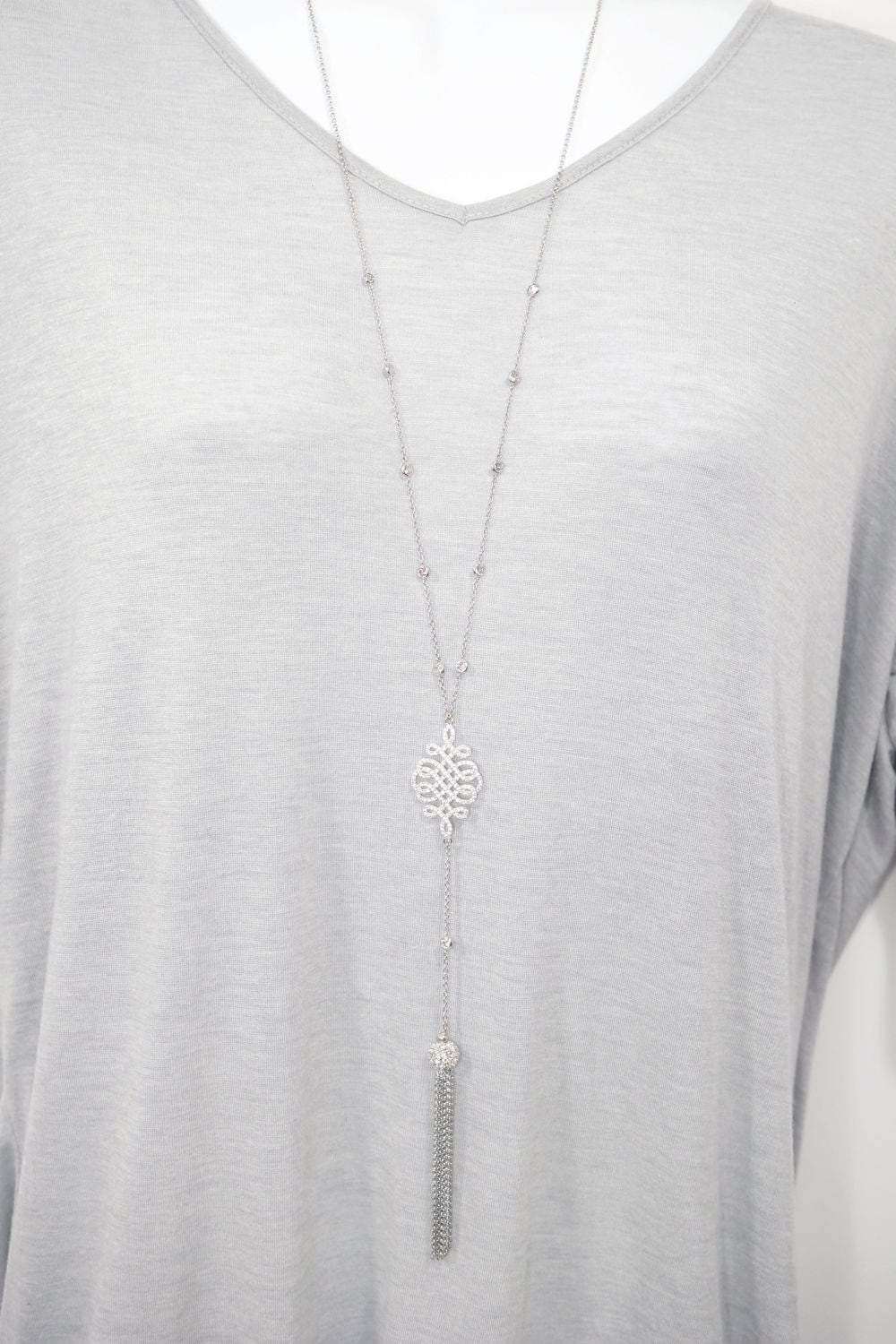 sterling Silber Filigran Gitter Cz Quaste Halskette sterling Silber Filigran Gitter Cz Quaste Halskette von ConnieMoonJewelry