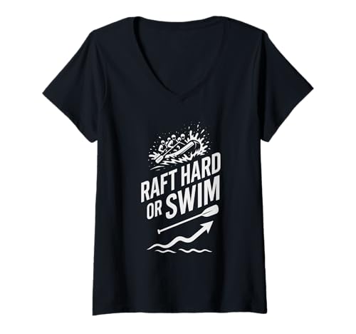 Damen Whitewater Adventure River Rafting Crew Outdoor Nervenkitzel T-Shirt mit V-Ausschnitt Damen Whitewater Adventure River Rafting Crew Outdoor Nervenkitzel T-Shirt mit V-Ausschnitt von Conquer the Current Paddle Warrior Expedition Team