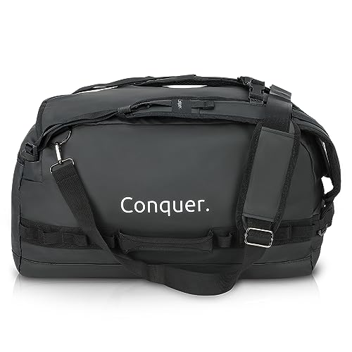 Conquer. Faltbare Reisetasche 45 L Duffel Bag Herren & Damen | robuste, wasserfeste & große Reisetasche Handgepäck mit Schultergurten & Schuhfach | Weekender, Sporttasche, Gym Bag von Conquer.