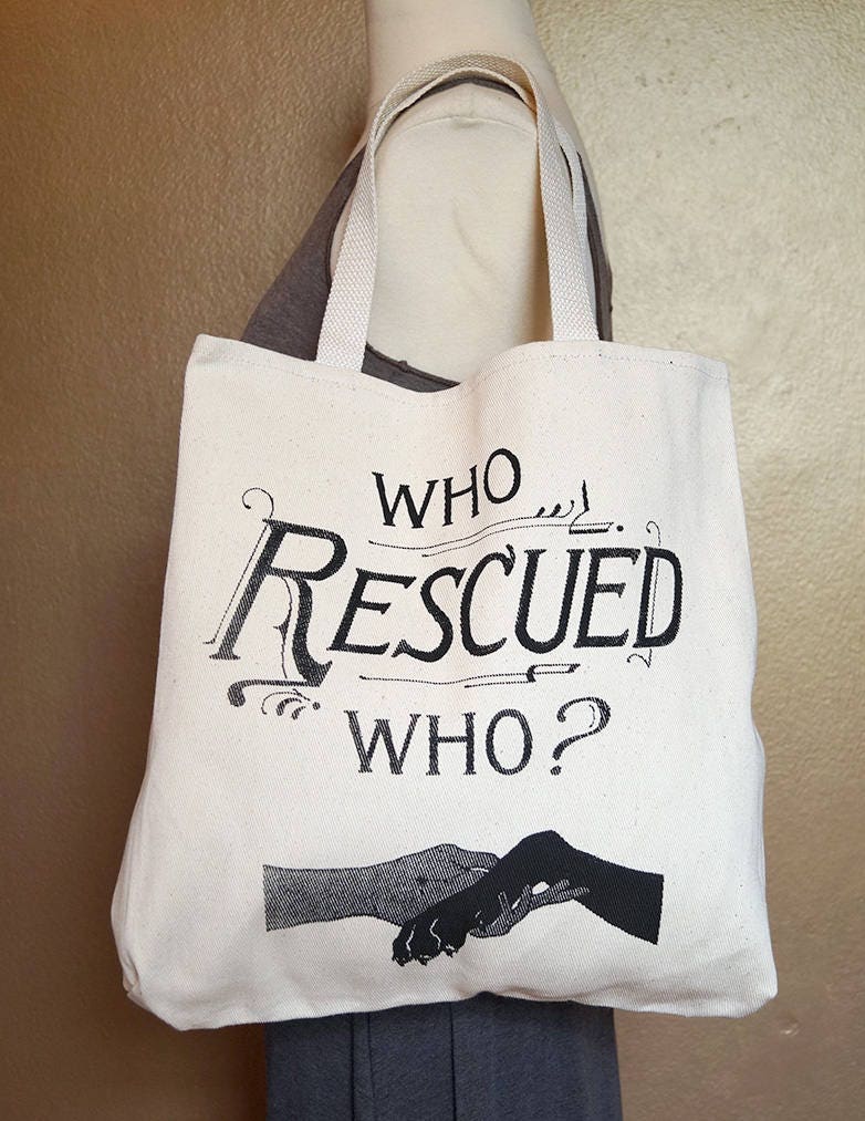 Tasche ", Die Der Gerettet?" Schwarze Tinte Auf Natürliche Baumwolle Tasche ", Die Der Gerettet?" Schwarze Tinte Auf Natürliche Baumwolle von ConsiderAnimals