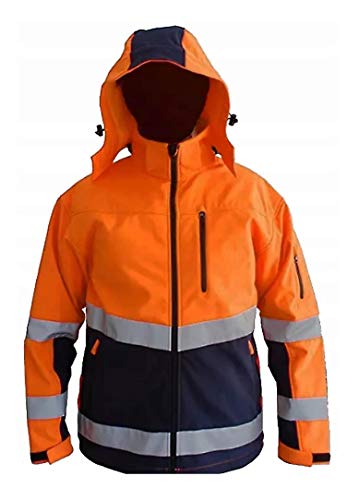 CONSORTE SNOW HAWK Softshell Arbeitsjacke isoliert Membran wasserdicht 3.000 winddicht atmungsaktiv 3.000 Kapuze Outdoor isoliert Hi-Vis Funktionale Winter Jacke herren reflektierende Damen Orange (M) von Consorte