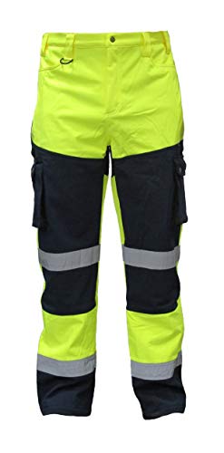 Consorte Snow Hawk Arbeitshose Softshell isoliert Membran wasserdicht 3.000 Winddicht atmungsaktiv 3.000 Outdoor isoliert Hi-Vis Funktionale Winter Hose Herren reflektierende Damen Gelb (XXL) von Consorte