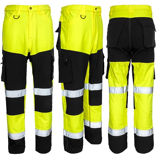 Winterhose Schutzhose Warnhose Arbeitshose Softshell Wasserdicht (Hawk-Gelb) (L) von Consorte