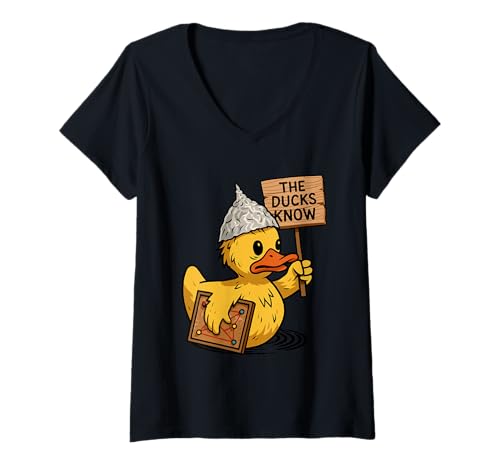 Damen Verschwörungsente T-Shirt mit V-Ausschnitt Damen Verschwörungsente T-Shirt mit V-Ausschnitt von Conspiracy Duckling
