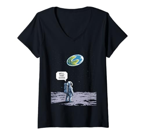 Damen Lustiger Astronaut Earth Gone Flat Earth Space Humor Damen Herren T-Shirt mit V-Ausschnitt Damen Lustiger Astronaut Earth Gone Flat Earth Space Humor Damen Herren T-Shirt mit V-Ausschnitt von Conspiracy Theorist Believer Statement Flat World
