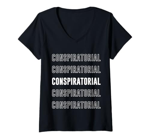 Damen Verschwörungstheorien T-Shirt mit V-Ausschnitt von Conspiratorial Apparel