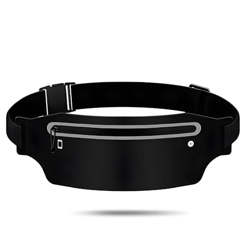 CONSSS Ultradünner Laufgürtel für Damen und Herren, schweißabsorbierende, wasserdichte Gürteltasche, Handyhalterung, verstellbare elastische Fitness-Tasche, geeignet zum Wandern, Laufen, Reisen, Yoga von Consss