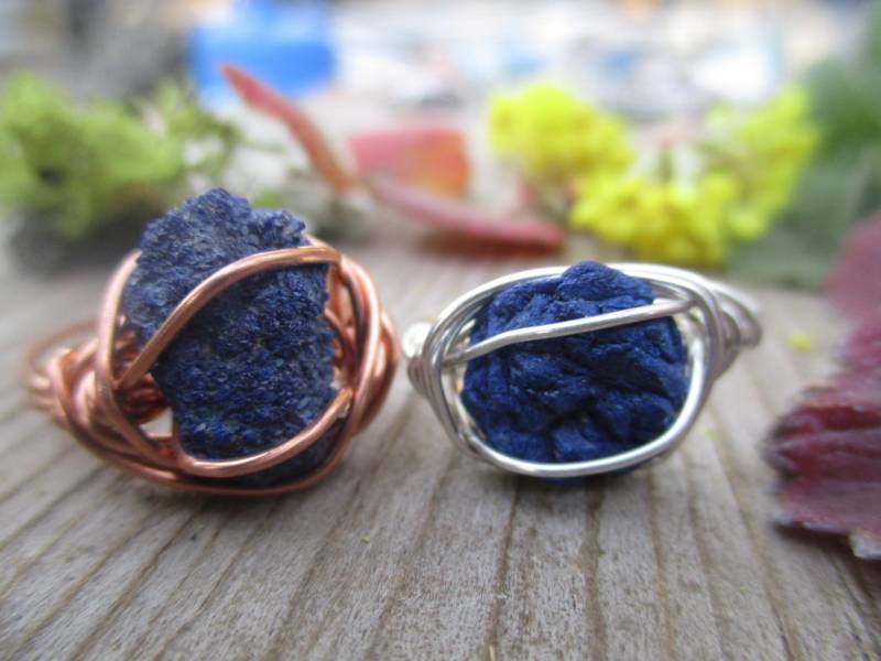 Azurit Kristall Ring, Roher Grober Azurit, Natürlicher Kupfer Silber Rohkristall Azurit Kristall Ring, Roher Grober Azurit, Natürlicher Kupfer Silber Rohkristall von ConstantRuckus