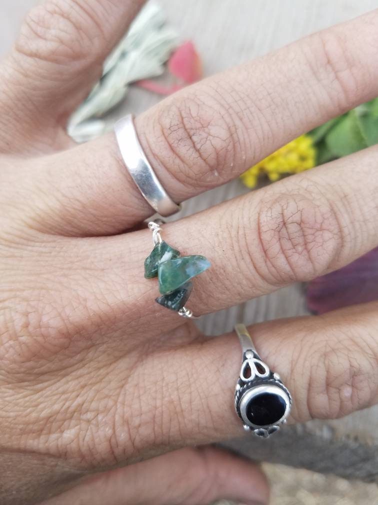 Moosachat Kristall Ring - Auf Bestellung, Natürlicher Moosachat, Moosstein, Ring, Zierlicher Moosachat Kristall Ring - Auf Bestellung, Natürlicher Moosachat, Moosstein, Ring, Zierlicher von ConstantRuckus
