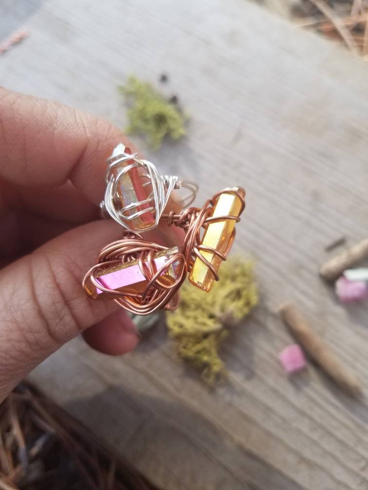 Sonnenuntergang Aura Quarz Kristallring, Reiner Kupferdraht Gewickelt Ring, Sondergrößen Auf Bestellung Gefertigt, Opal Quarzring, Regenbogen Sonnenuntergang Aura Quarz Kristallring, Reiner Kupferdraht Gewickelt Ring, Sondergrößen Auf Bestellung Gefertigt, Opal Quarzring, Regenbogen von ConstantRuckus