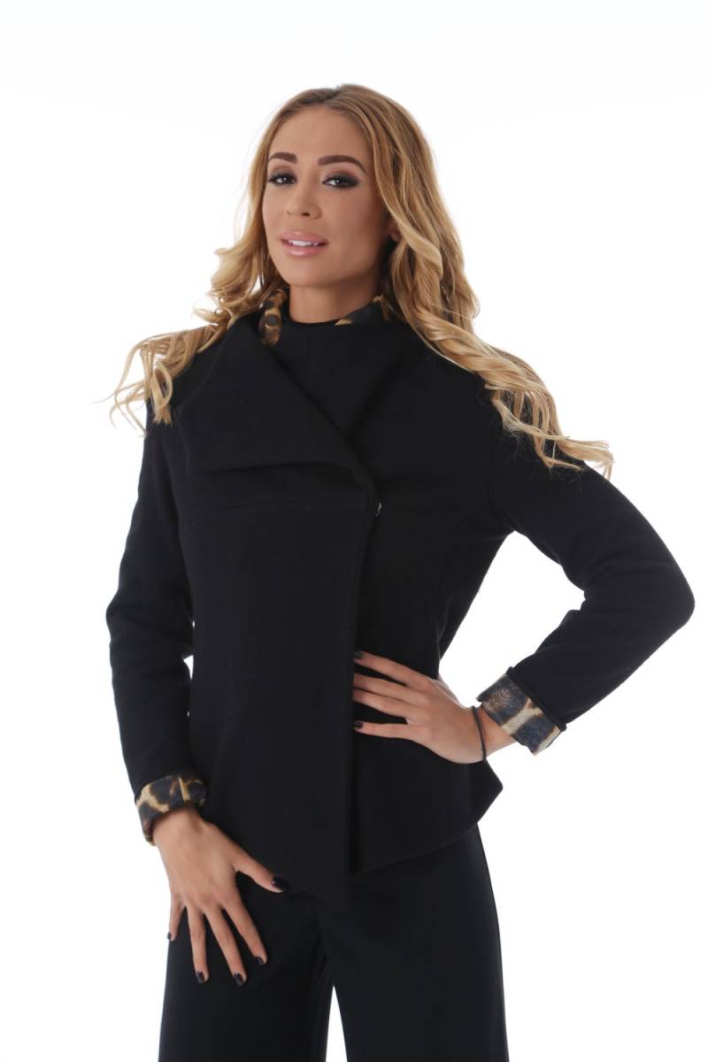 Schwarze Damenjacke - Stehkragenjacke Wintermantel Winterwolljacke Kurzer Wickelmantel Für Damen Winterkurzmantel Herbstwintermantel von ConstantineFashion