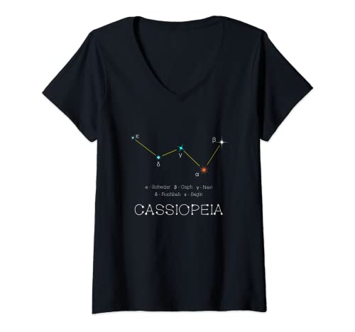 Damen Sternbild Kassiopeia T-Shirt mit V-Ausschnitt Damen Sternbild Kassiopeia T-Shirt mit V-Ausschnitt von Constellation Cassiopeia