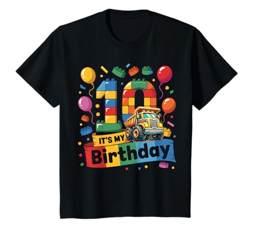 Kinder Bausteine zum 10. Geburtstag, LKW-Gebäude, 10 Jahre alt T-Shirt Kinder Bausteine zum 10. Geburtstag, LKW-Gebäude, 10 Jahre alt T-Shirt von Construction 10th Birthday Theme Party
