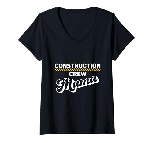 Damen Construction Crew Mama Lustiges Worksite Familienhemd T-Shirt mit V-Ausschnitt Damen Construction Crew Mama Lustiges Worksite Familienhemd T-Shirt mit V-Ausschnitt von Construction Crew Mama Shirts