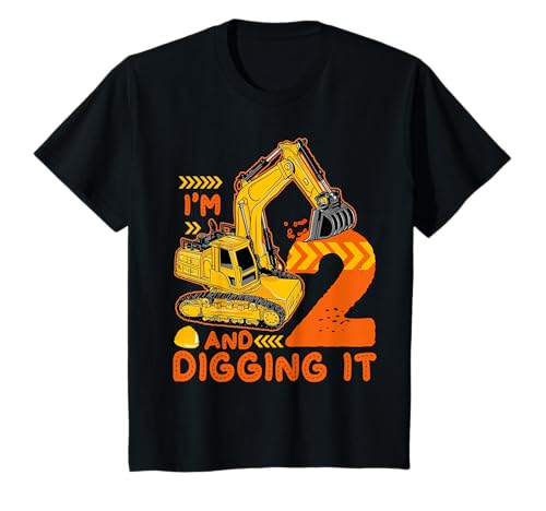 2 Jahre 2. Geburtstag Baujunge 2 Jahre alte Jungen Kind T-Shirt von Construction Digger Birthday Boy Youth Kids