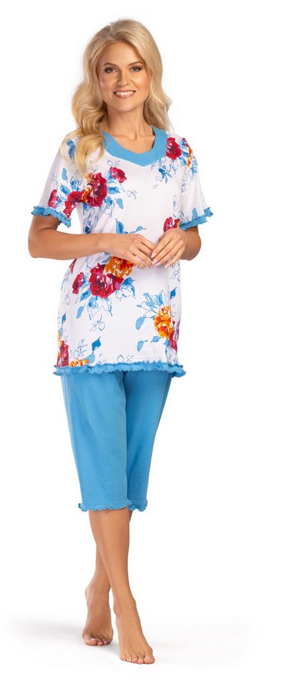 Consult-Tex Capri-Pyjama Damen Capri Bermuda Pyjama DF638cd (Spar-Set, 1 Set) hautsymphatische Baumwolle-Jersey von Consult-Tex