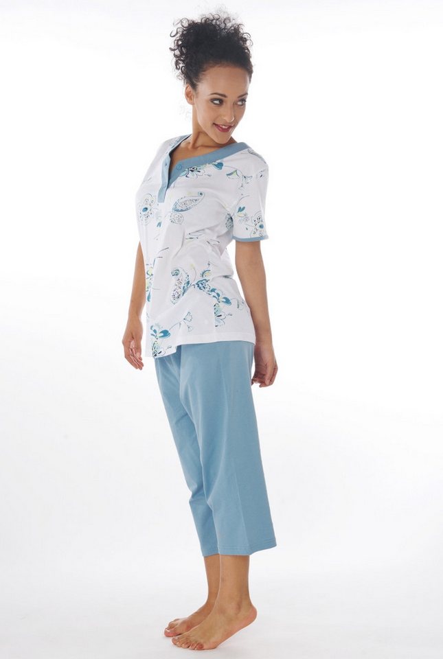 Consult-Tex Capri-Pyjama Damen Capri Pyjama Schlafanzug DF822 (Spar-Set, 1 Set) Oberteil mit floralem Allover Druck von Consult-Tex