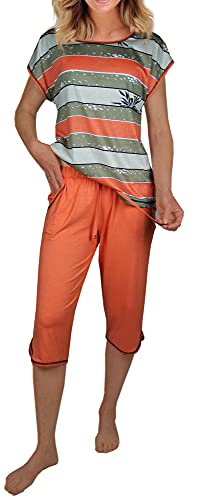 Consult-Tex Damen Kurzarm Bermuda Pyjama Schlafanzug Baumwolle DF261orange (44/46) von Consult-Tex