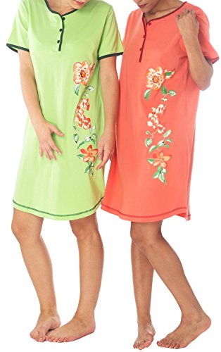 Consult-Tex Damen Kurzarm Nachthemd Baumwolle 2 Stück Packung DF614 ab 44/46 von Consult-Tex