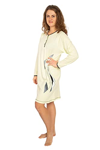 Consult-Tex Damen Langarm Nachthemd Baumwolle Knopfleiste Mint DW904 48/50 von Consult-Tex