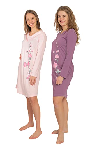 Consult-Tex Damen Doppelpack Nachthemd Langarm (DW512, 36/38) von Consult-Tex