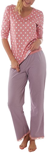 Consult-Tex Damen Langarm Pyjama Schlafanzug Baumwolle DW990TB Rose 36/38 von Consult-Tex