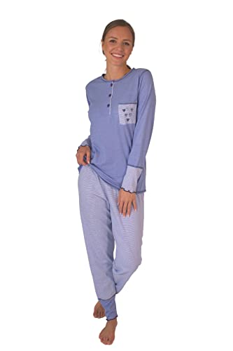 Consult-Tex Damen Langarm Schlafanzug Pyjama Baumwolle/PE Jersey Jersey DW330 (48/50, blau) … von Consult-Tex