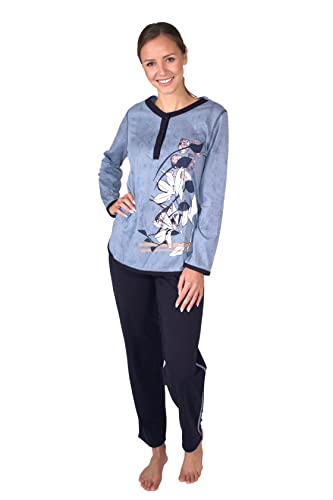 Consult-Tex Damen Pyjama, Schlafanzug, Homewear Set aus Reiner Baumwolle-Jersey Qualität DF419 (52/54Blau) von Consult-Tex