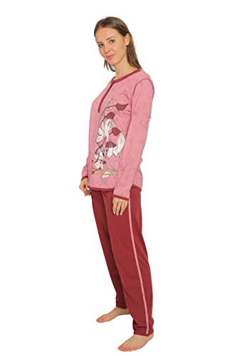 Consult-Tex Damen Pyjama, Schlafanzug, Homewear Set aus Reiner Baumwolle-Jersey Qualität DF419 Gr 40-42 Bordo von Consult-Tex