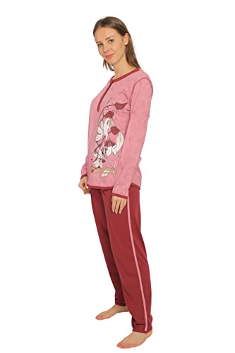 Consult-Tex Damen Pyjama, Schlafanzug, Homewear Set aus Reiner Baumwolle-Jersey Qualität DF419 Gr: 44, Numeric_46-46 Bordo von Consult-Tex