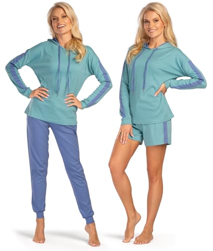 Consult-Tex Damen 3er Set Pyjama Freizeitanzug Hausanzug Homewear Suit Jogginganzug Baumwolle/PE mit Kapuze DW200 (48/50) von Consult-Tex