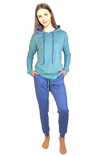 Consult-Tex Damen Pyjama Freizeitanzug/Hausanzug Hausanzug Homewear Suit Jogginganzug Baumwolle/PE mit Kapuze DW200 (52/54) von Consult-Tex