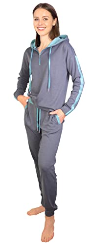 Consult-Tex Damen Pyjama Freizeitanzug Hausanzug Homewear Suit Jogginganzug Pyjama Baumwolle/PE Reißverschluß DW500 36-38 von Consult-Tex