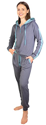 Consult-Tex Damen Pyjama Freizeitanzug Hausanzug Homewear Suit Jogginganzug Pyjama Baumwolle/PE Reißverschluß DW500 Gr: 44-46 von Consult-Tex