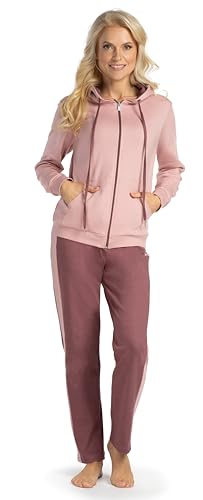 Consult-Tex Damen Pyjama Freizeitanzug Hausanzug Homewear Suit Jogginganzug Pyjama Baumwolle Reißverschluß DW100 Bordo 44/46 von Consult-Tex