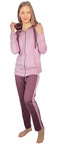 Consult-Tex Damen Pyjama Freizeitanzug Hausanzug Homewear Suit Jogginganzug Pyjama Baumwolle Reißverschluß DW100 Bordo 48/50 von Consult-Tex