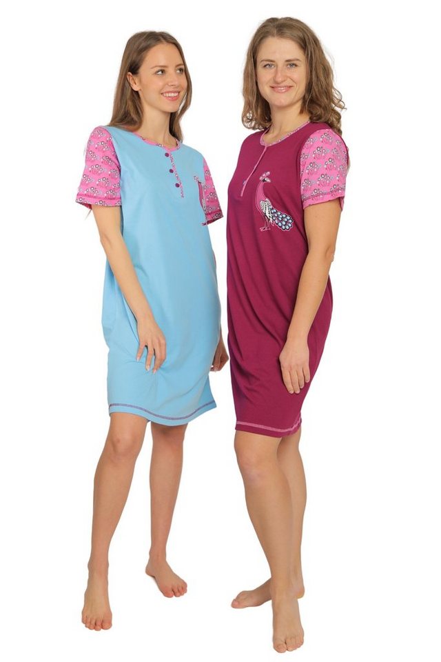 Consult-Tex Nachthemd Damen Nachthemd, Sleepshirt, Bigshirt 2 Stück Packung DW120/121 (Spar Set, 2er-Pack) bequem zu tragen von Consult-Tex