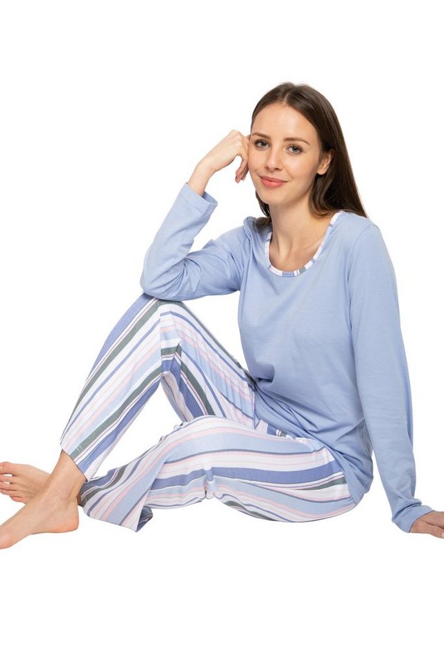 Consult-Tex Pyjama Damen Pyjama Schlafanzug DF008 (Spar-Set, 1 Set) aus reiner Baumwole Jersey von Consult-Tex