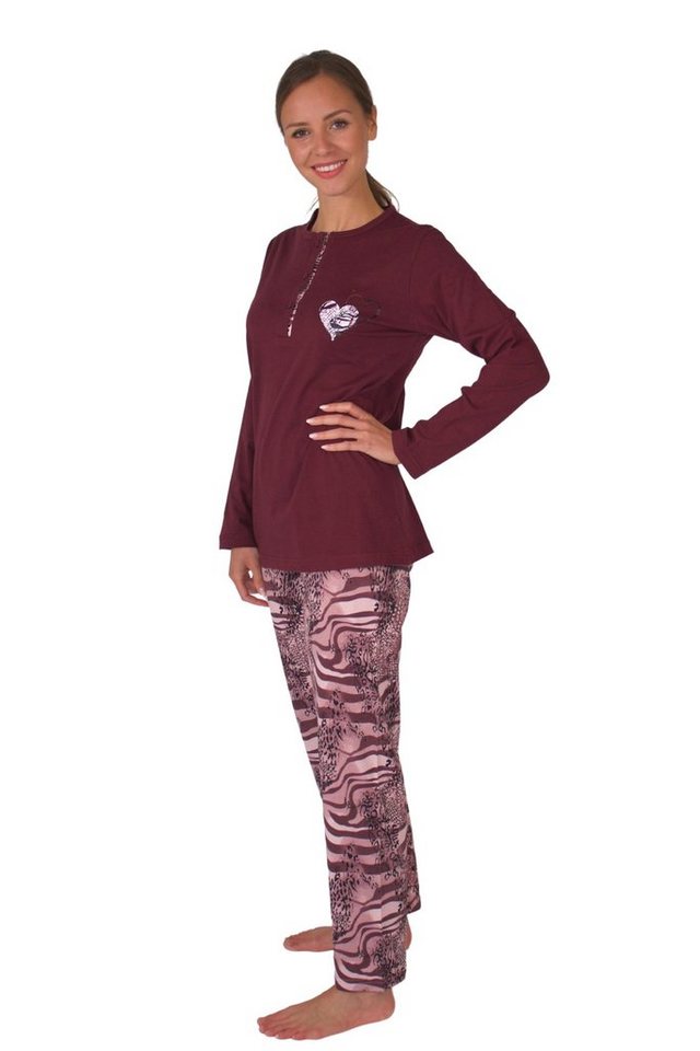 Consult-Tex Pyjama Damen Pyjama Schlafanzug DF657 (Packung) Mit Knopfeiste von Consult-Tex