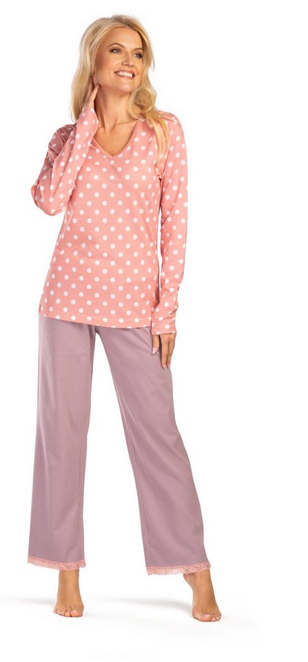 Consult-Tex Pyjama Damen Pyjama Schlafanzug Langarm (Spar-Set, 1 Stück) aus reiner Baumwolle von Consult-Tex