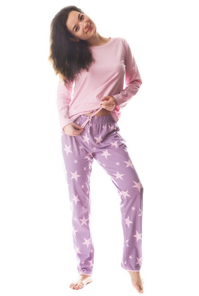 Consult-Tex Pyjama Damen Pyjama Schlafanzug SUN4 (Spar-Set, 2 tlg., 1 Set) aus reiner Baumwolle-Jersey von Consult-Tex