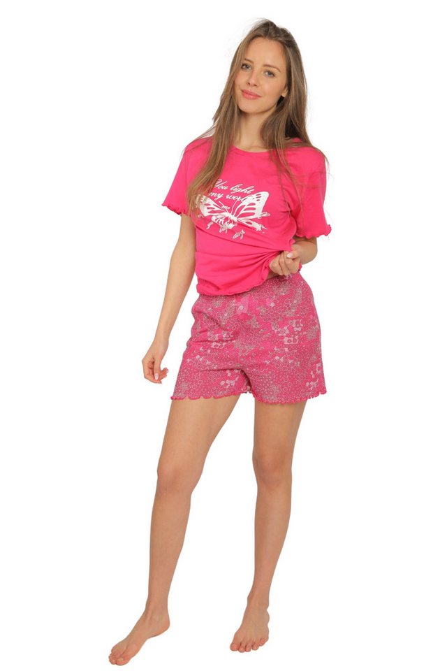 Consult-Tex Shorty Damen Shorty Pyjama DF022p (Packung, 2 tlg) mit Frontdruck von Consult-Tex